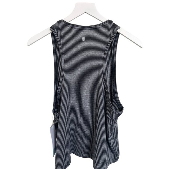Z By Zella Black & Grey Striped Muscle Tank Top Lightweight Soft - Picture 4 of 5